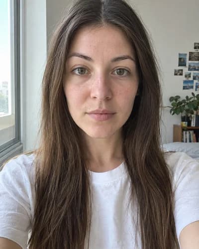 Before: Long straight hair
