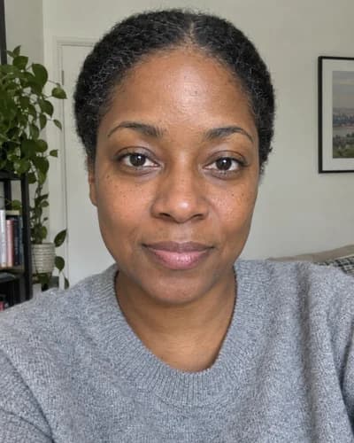 Before: Coily hair, pulled back